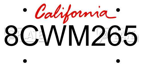 8CWM265 California License Plate