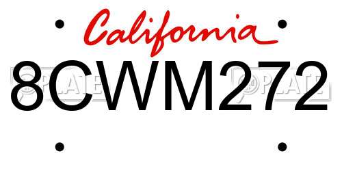 8CWM272 California License Plate