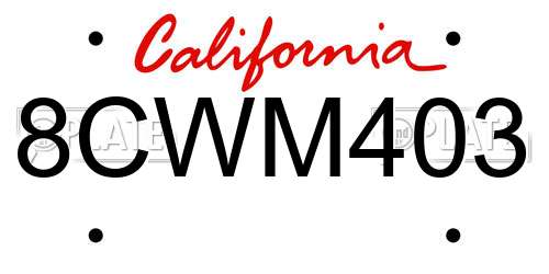 8CWM403 California License Plate