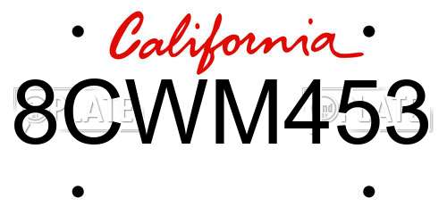 8CWM453 California License Plate