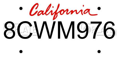 8CWM976 California License Plate