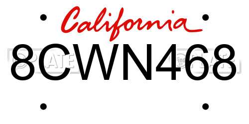 8CWN468 California License Plate