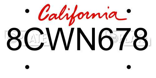 8CWN678 California License Plate