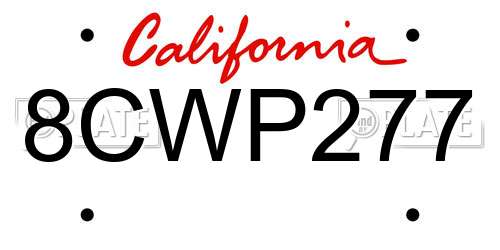 8CWP277 California License Plate