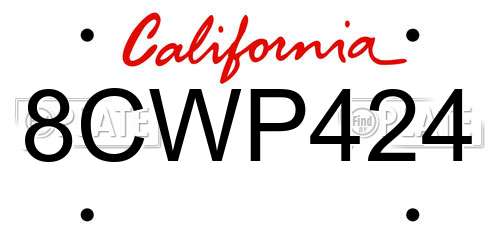 8CWP424 California License Plate