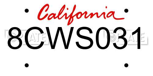 8CWS031 California License Plate