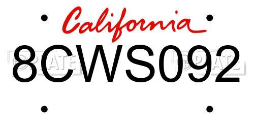 8CWS092 California License Plate