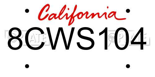 8CWS104 California License Plate