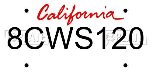 8CWS120 California License Plate