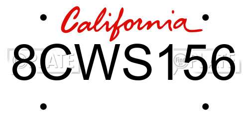 8CWS156 California License Plate