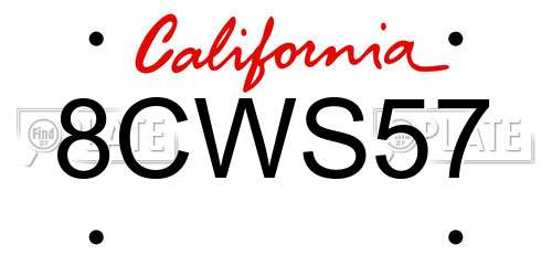 8CWS57 California License Plate