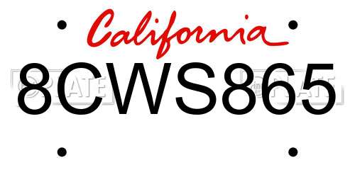 8CWS865 California License Plate