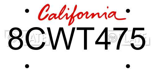 8CWT475 California License Plate