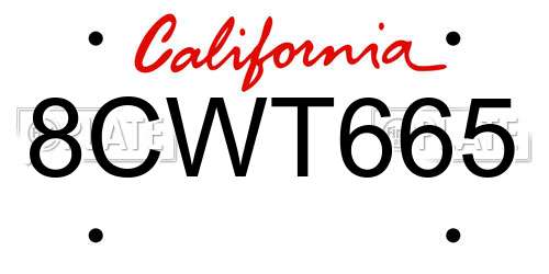 8CWT665 California License Plate