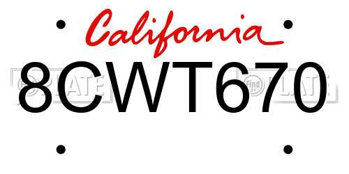 8CWT670 California License Plate