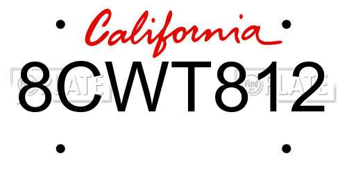 8CWT812 California License Plate
