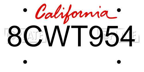 8CWT954 California License Plate