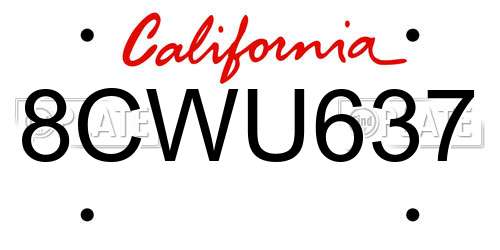 8CWU637 California License Plate