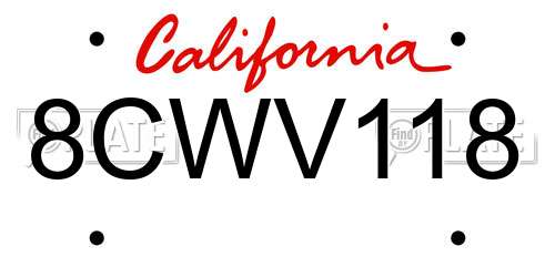 8CWV118 California License Plate