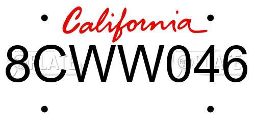 8CWW046 California License Plate