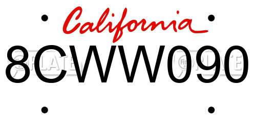 8CWW090 California License Plate
