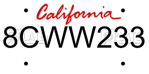 8CWW233 California License Plate
