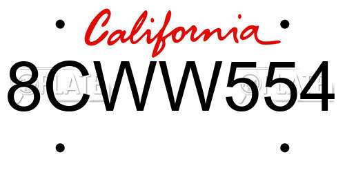 8CWW554 California License Plate