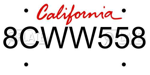 8CWW558 California License Plate