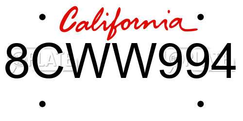 8CWW994 California License Plate