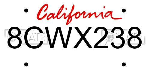 8CWX238 California License Plate