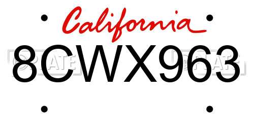 8CWX963 California License Plate