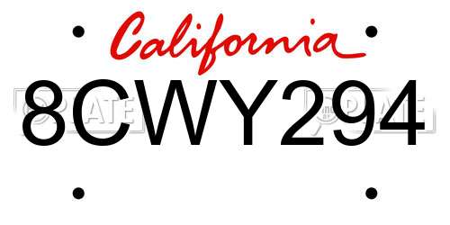 8CWY294 California License Plate