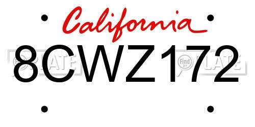 8CWZ172 California License Plate