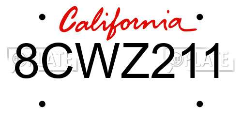 8CWZ211 California License Plate