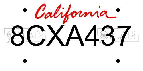 8CXA437 California License Plate