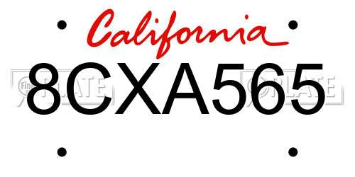 8CXA565 California License Plate
