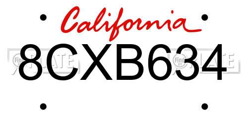 8CXB634 California License Plate
