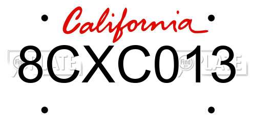 8CXC013 California License Plate