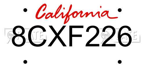 8CXF226 California License Plate