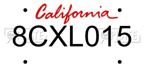 8CXL015 California License Plate
