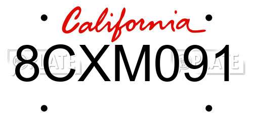 8CXM091 California License Plate