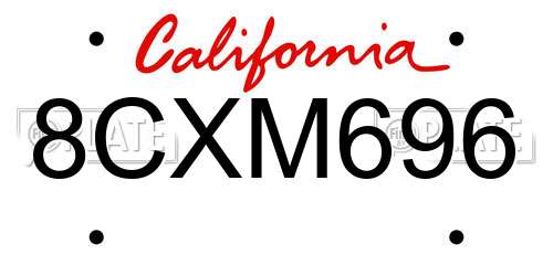 8CXM696 California License Plate