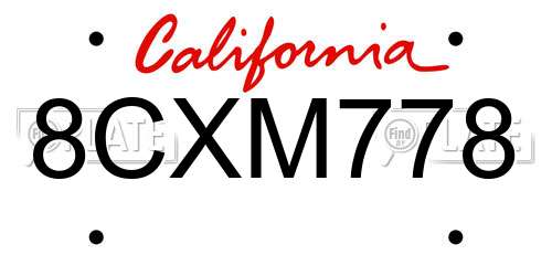 8CXM778 California License Plate