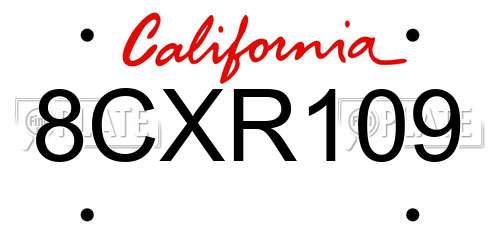 8CXR109 California License Plate