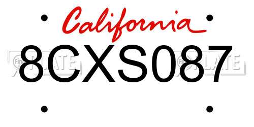 8CXS087 California License Plate