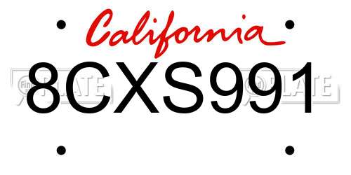 8CXS991 California License Plate