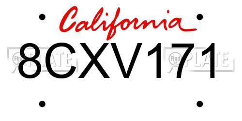 8CXV171 California License Plate