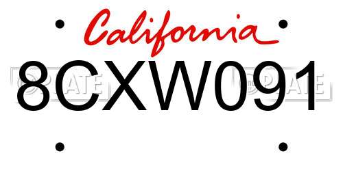 8CXW091 California License Plate