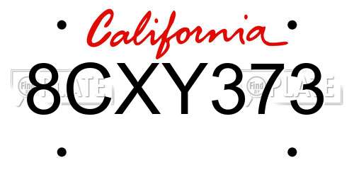 8CXY373 California License Plate