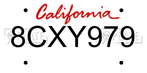 8CXY979 California License Plate